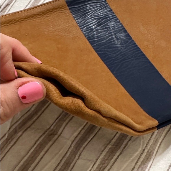 Clare Vivier Brown Suede with Navy Stripe pouch / clutch - Picture 5 of 9